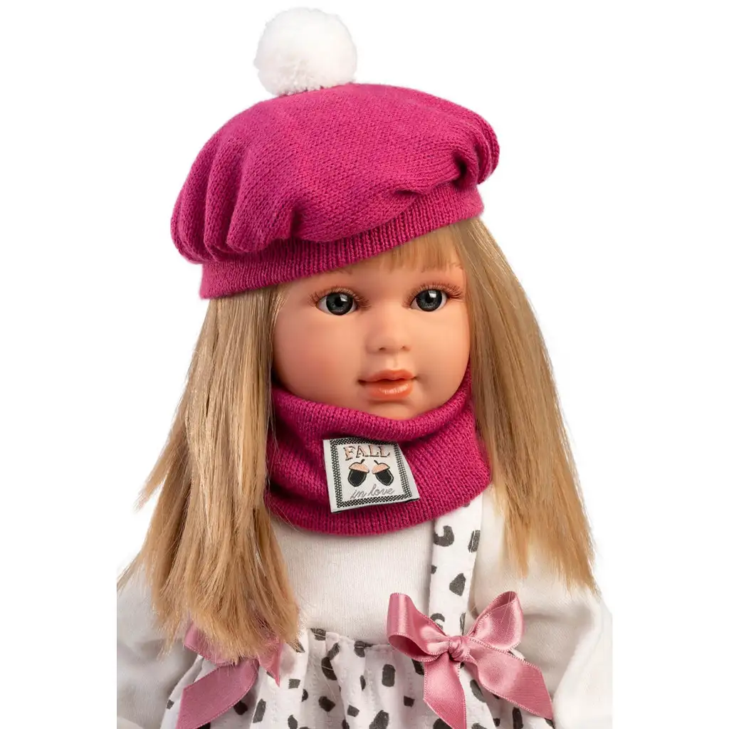 imagen de Llorens: muñeca Carla de 40 cm con gorro rosa y bolso de moda 4