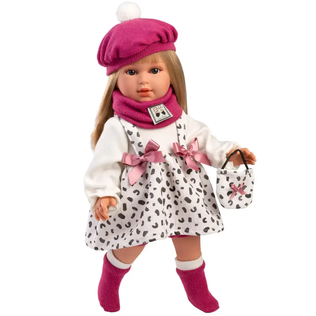 imagen de Llorens: muñeca Carla de 40 cm con gorro rosa y bolso de moda 1