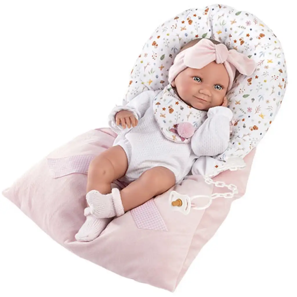 imagen de Llorens: muñeca de niña recién nacida de 38 cm con saco de dormir rosa 2