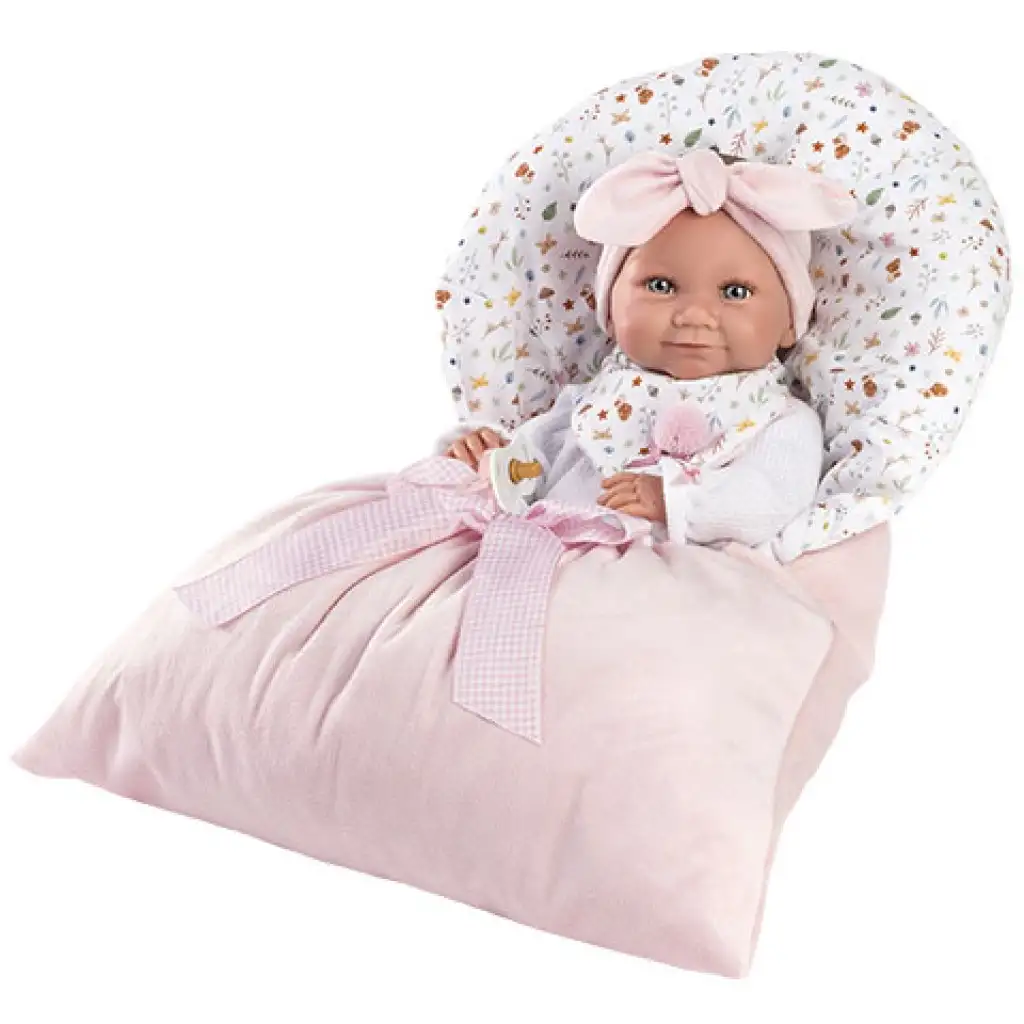 imagen de Llorens: muñeca de niña recién nacida de 38 cm con saco de dormir rosa 1