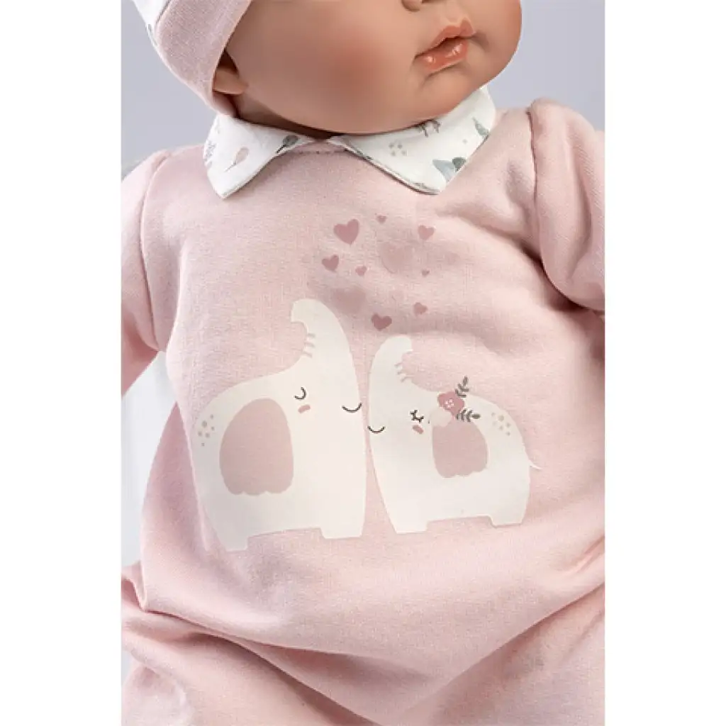 imagen de Llorens: Muñeca Joelle en pijama de elefantes 38cm 3