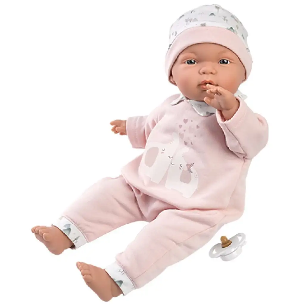 imagen de Llorens: Muñeca Joelle en pijama de elefantes 38cm 1