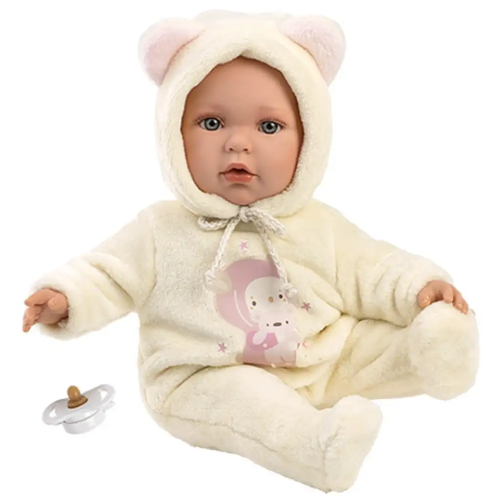 imagen de Llorens: Muñeca Julia en pijama de osito con chupete de 42cm 1