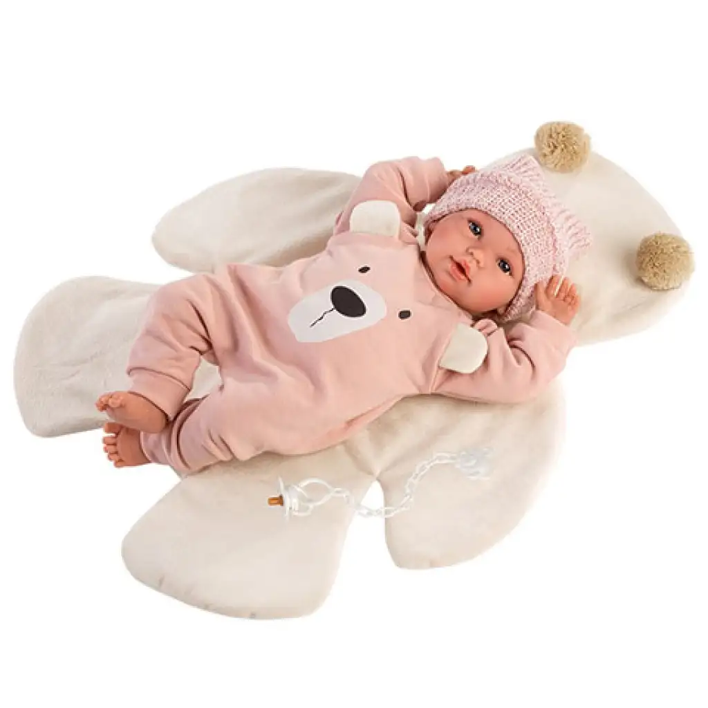 imagen de Llorens: Muñeca recién nacida de 36 cm en traje de osito color melocotón 1