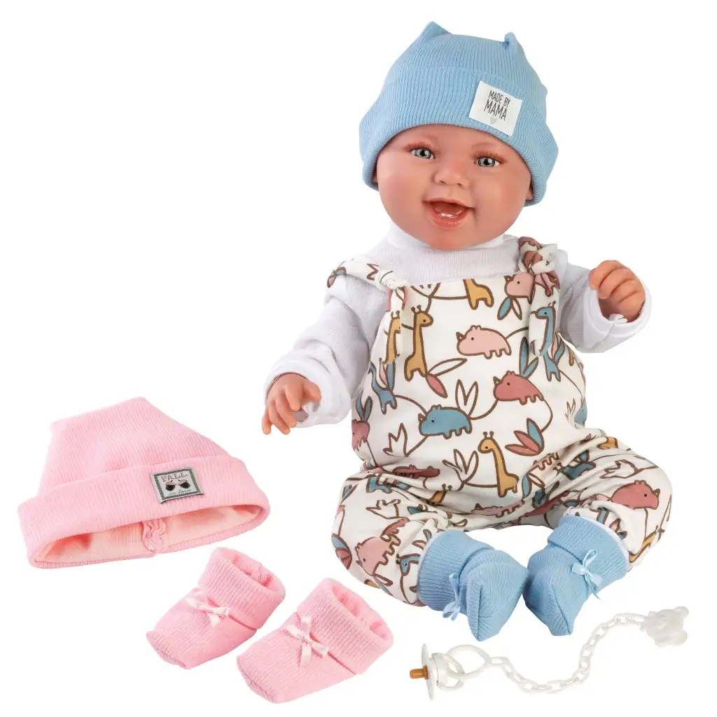imagen de Llorens: muñeca recién nacida Tala y Talo de 44 cm 2 en 1 con sonido, accesorios en rosa y azul 2