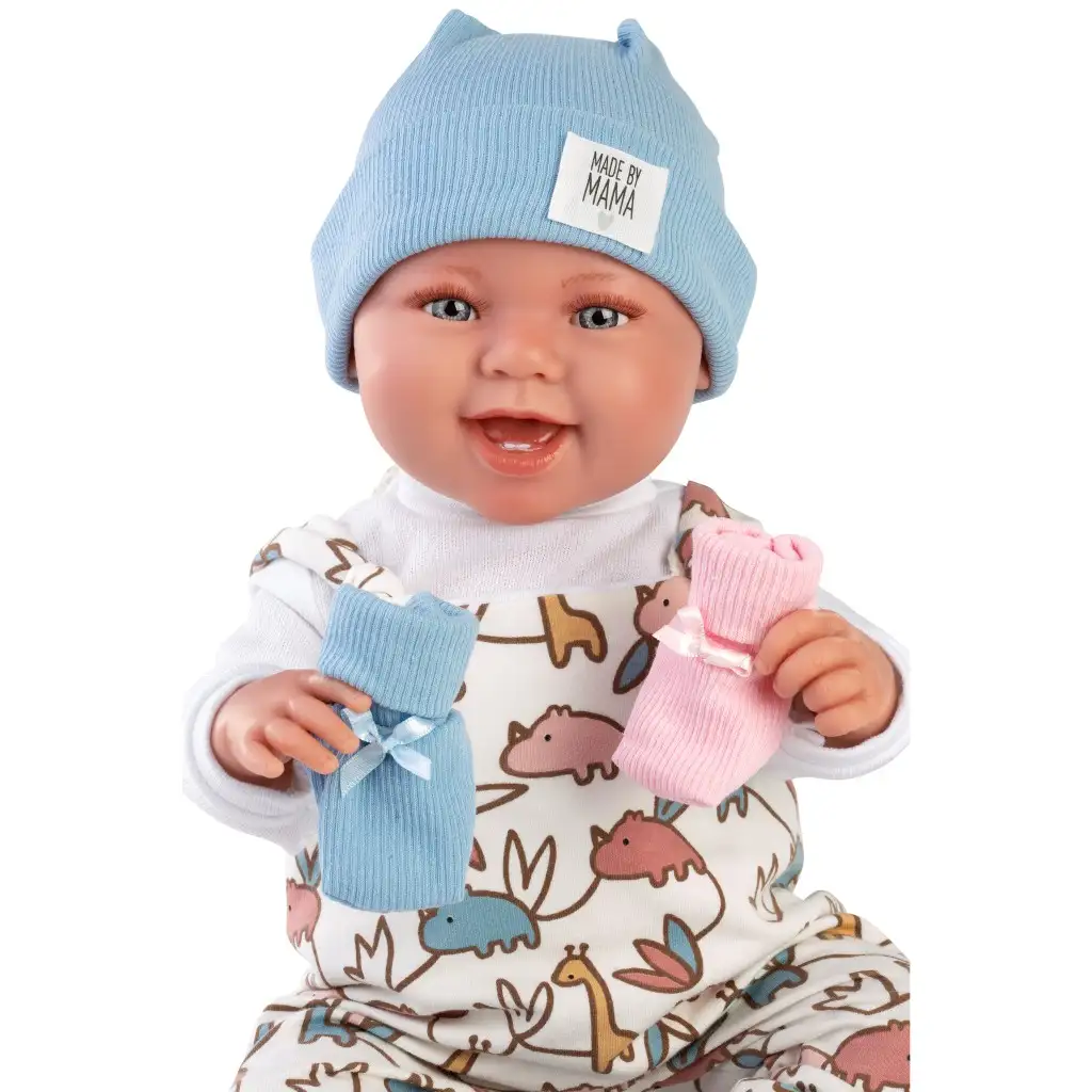 imagen de Llorens: muñeca recién nacida Tala y Talo de 44 cm 2 en 1 con sonido, accesorios en rosa y azul 4
