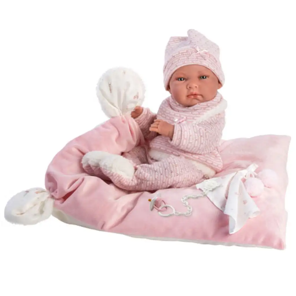 imagen de Llorens: Nica muñeca recién nacida niña con manta y pañales 38cm 1