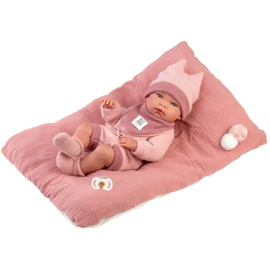 imagen de Llorens: Nica muñeca recién nacida niña con ropa rosa y almohada 38cm 3