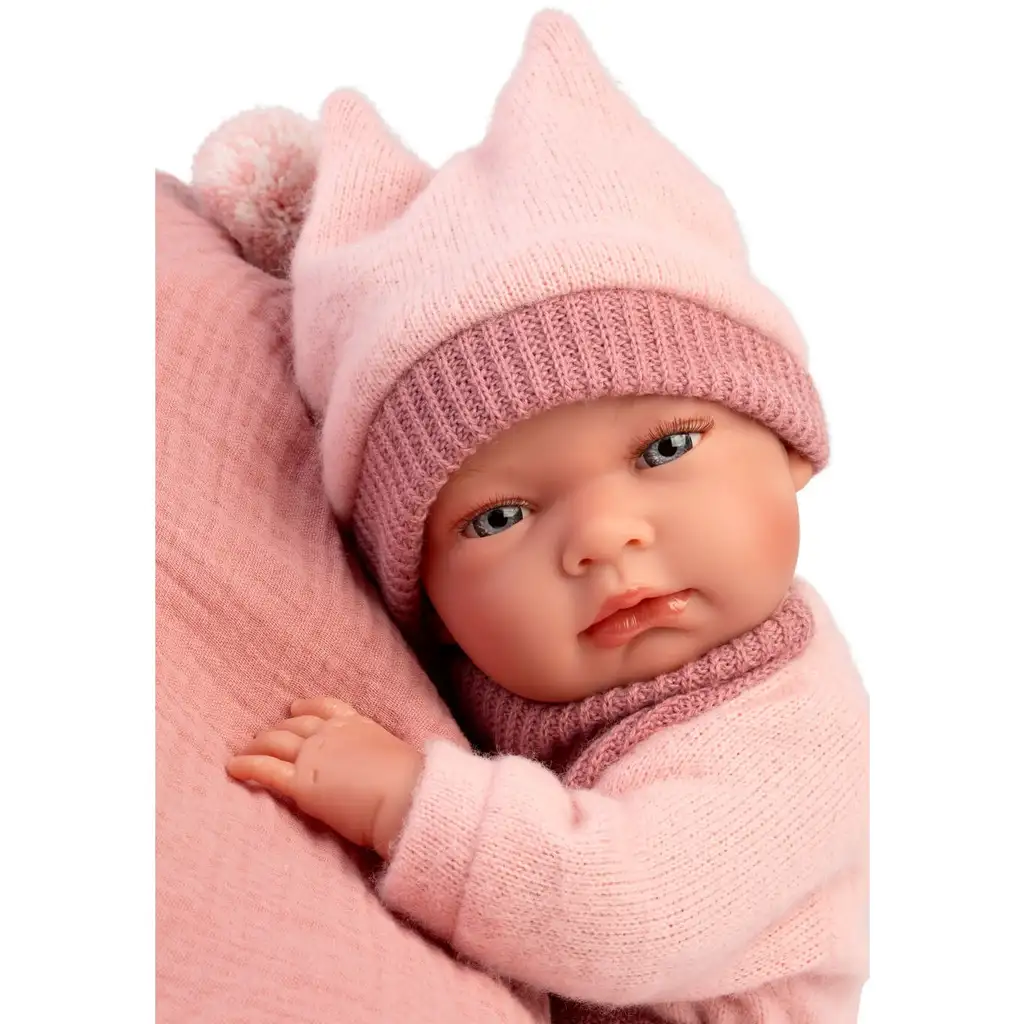imagen de Llorens: Nica muñeca recién nacida niña con ropa rosa y almohada 38cm 4