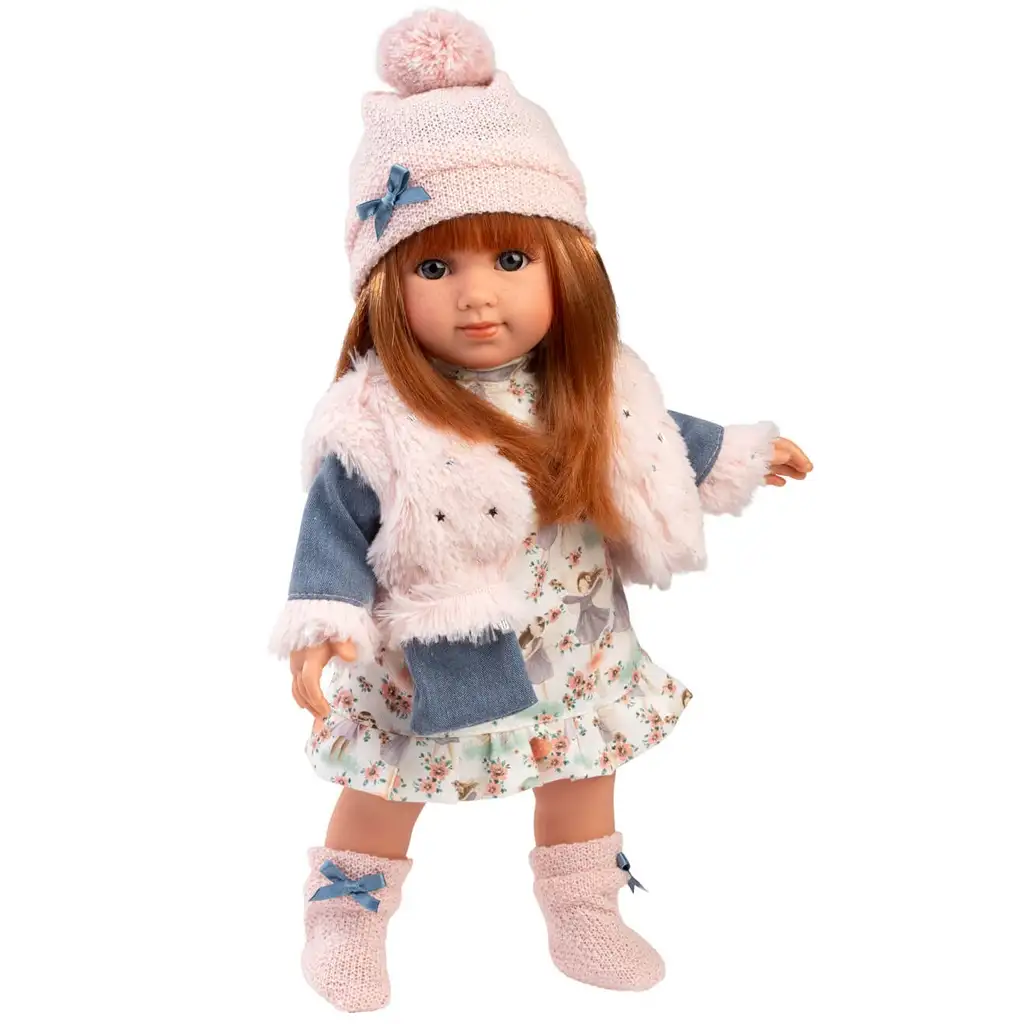 imagen de Llorens: Nicole muñeca de 35 cm con cabello rojo y chaleco rosa 2