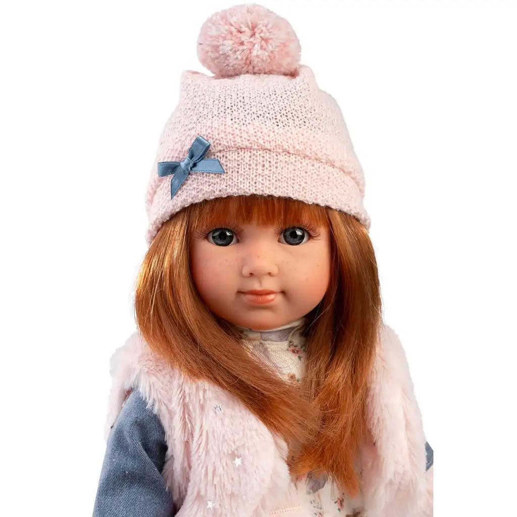 imagen de Llorens: Nicole muñeca de 35 cm con cabello rojo y chaleco rosa 4