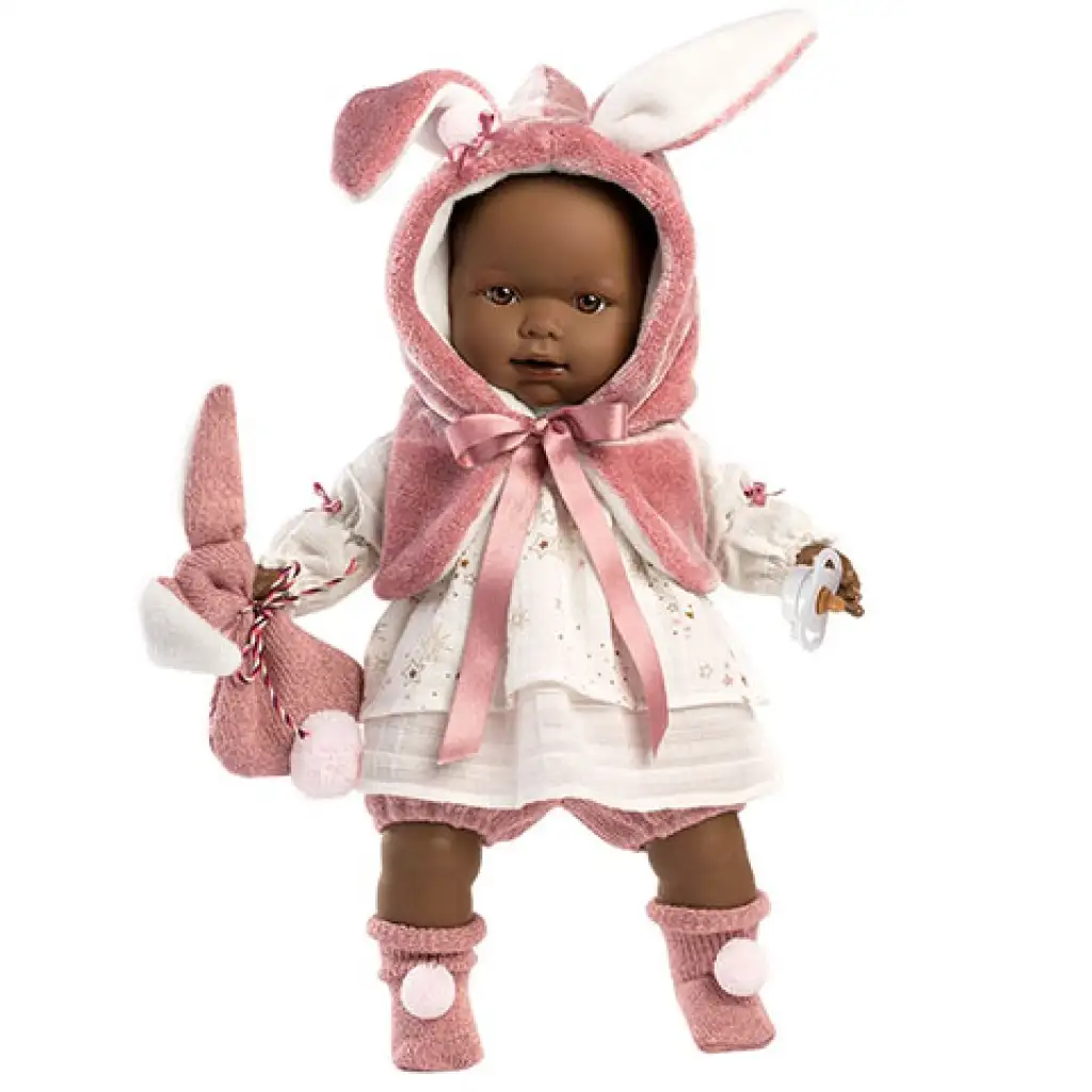 imagen de Llorens: Nicole muñeca llorona de 42cm con chaleco de conejito 1