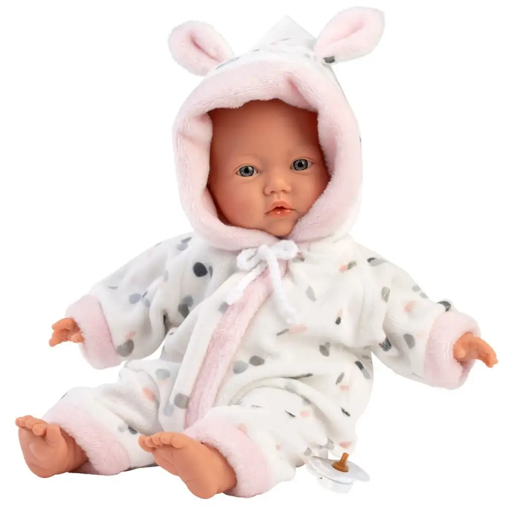 imagen de Llorens: Niña bebé con orejas de conejo en pijama suave de 31 cm 2