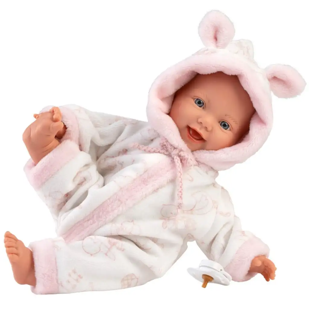 imagen de Llorens: Niña bebé suave con pijama de patrón de cigüeña 31cm 2