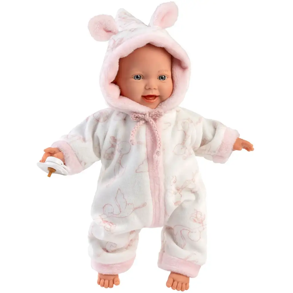 imagen de Llorens: Niña bebé suave con pijama de patrón de cigüeña 31cm 3