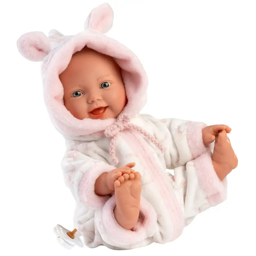 imagen de Llorens: Niña bebé suave con pijama de patrón de cigüeña 31cm 1