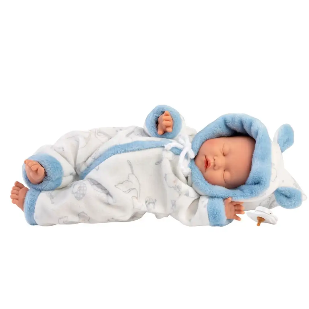 imagen de Llorens: Niño bebé en pijama suave con estampado de cigüeña 31cm 3