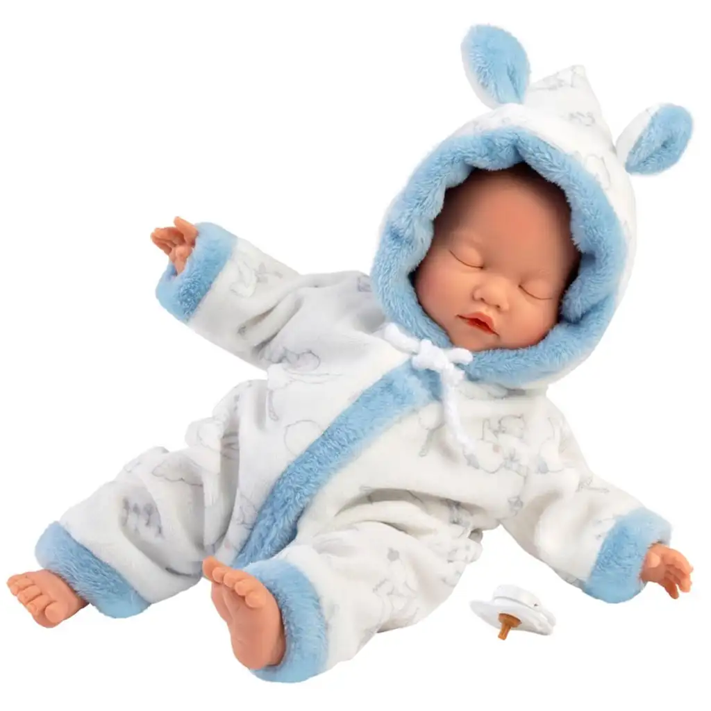 imagen de Llorens: Niño bebé en pijama suave con estampado de cigüeña 31cm 1