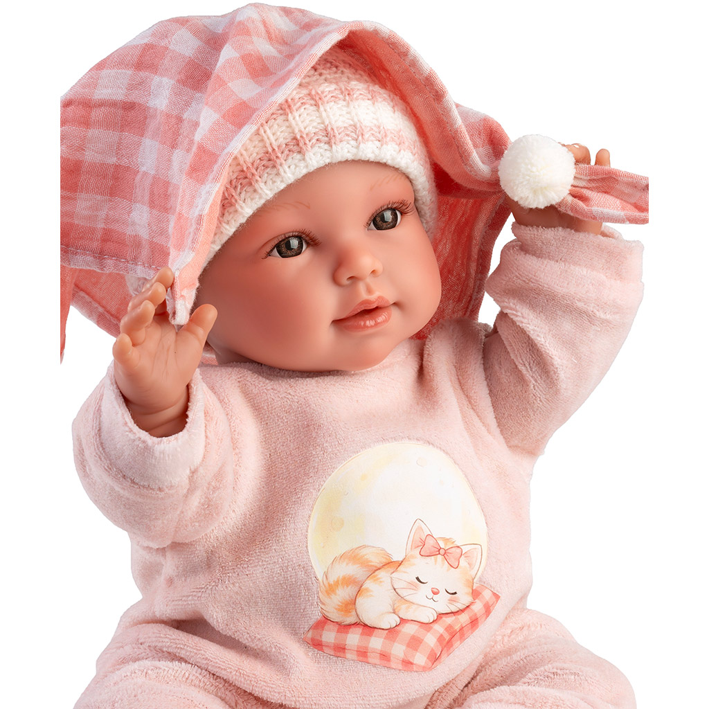 imagen de Llorens: Olivia muñeca llorona de 38 cm con manta a cuadros 4
