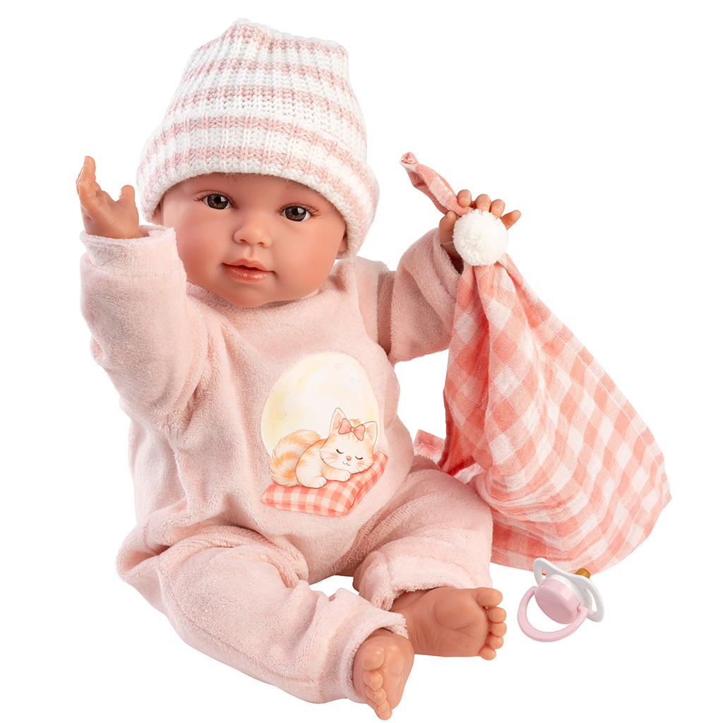 imagen de Llorens: Olivia muñeca llorona de 38 cm con manta a cuadros 1