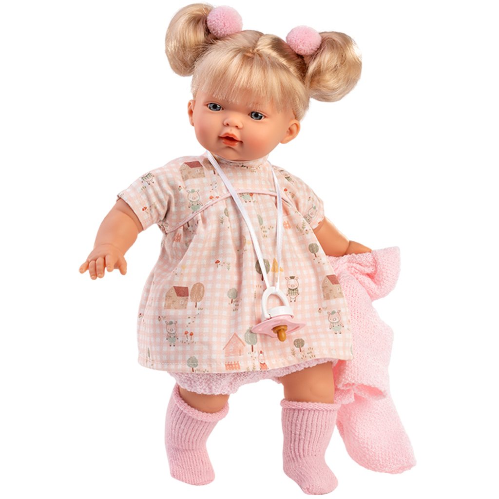imagen de Llorens: Roberta muñeca de 33cm con chupete en cárdigan rosa 2