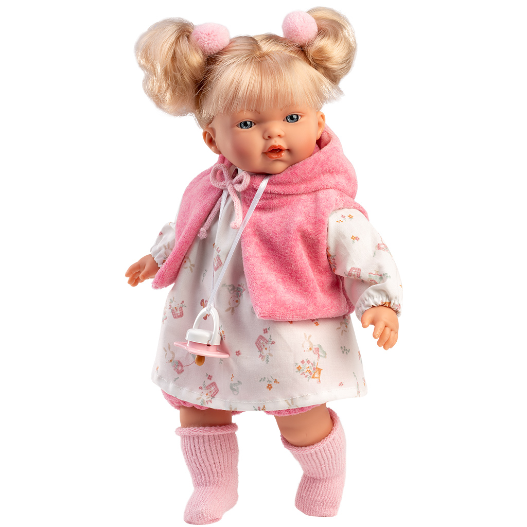 imagen de Llorens: Roberta muñeca de 33cm con chupete en chaleco rosa 2