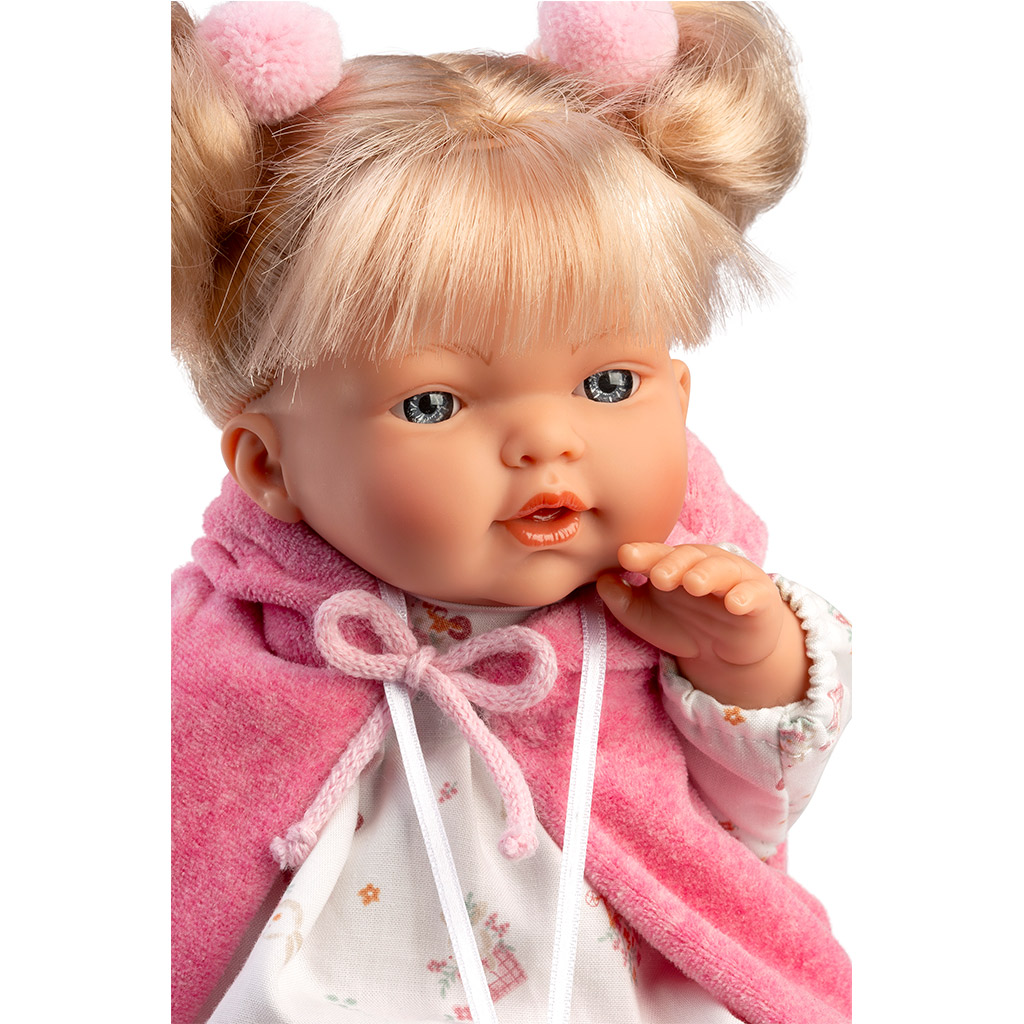 imagen de Llorens: Roberta muñeca de 33cm con chupete en chaleco rosa 3
