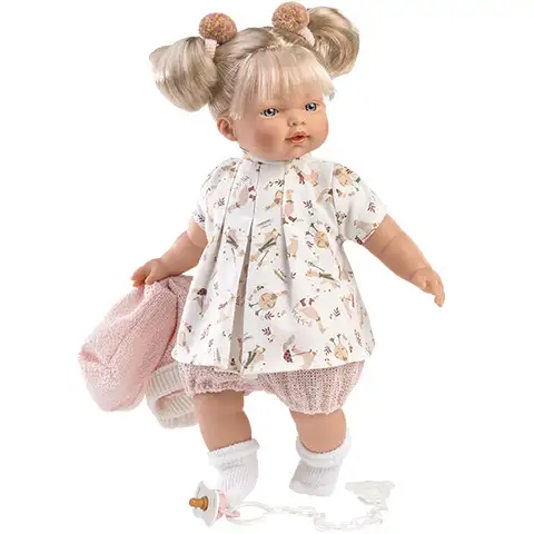 imagen de Llorens: Roberta muñeca llorona con chupete, vestido rosa 33cm 2