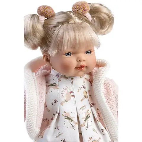imagen de Llorens: Roberta muñeca llorona con chupete, vestido rosa 33cm 3