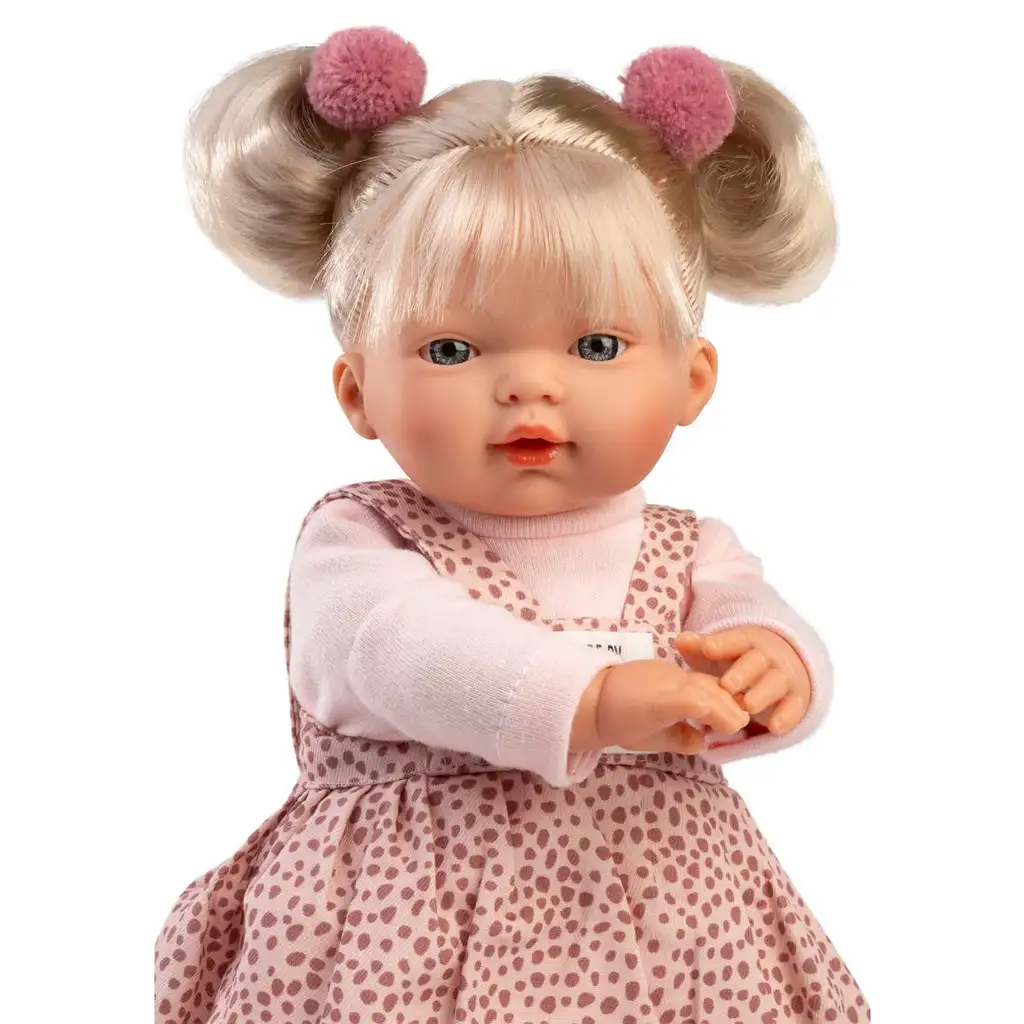 imagen de Llorens: Roberta muñeca llorona de 33 cm con chupete en vestido de lunares 2
