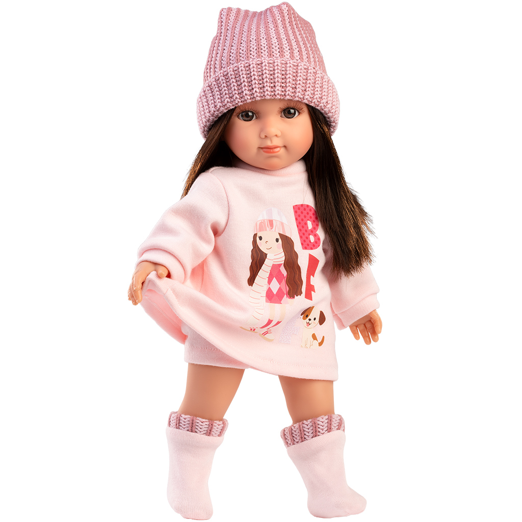 imagen de Llorens: Sara muñeca de 35 cm en gorro de punto rosa 2