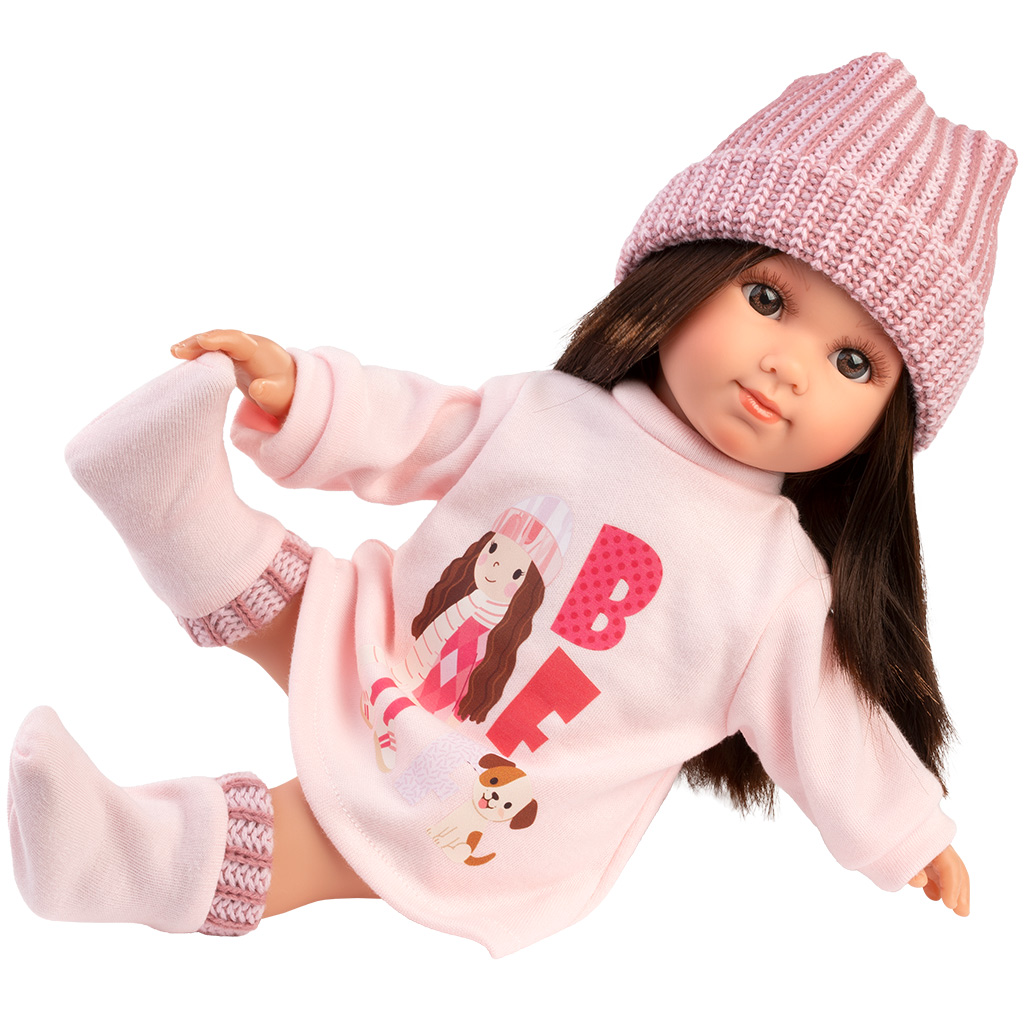 imagen de Llorens: Sara muñeca de 35 cm en gorro de punto rosa 3