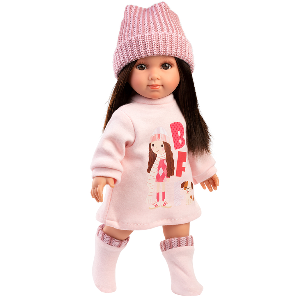 imagen de Llorens: Sara muñeca de 35 cm en gorro de punto rosa 1