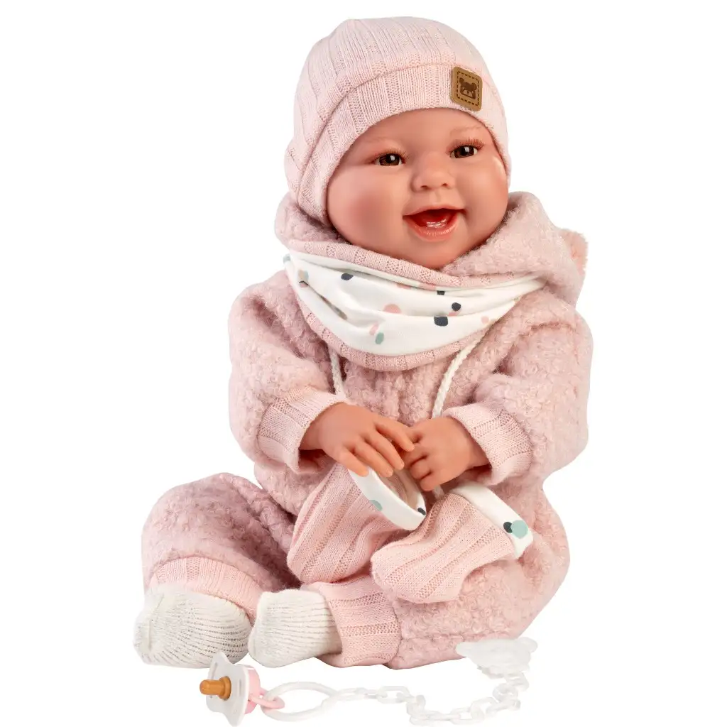 imagen de Llorens: Tala Sonrisas 44cm-bebé recién nacido con sonido en mono rosa 2