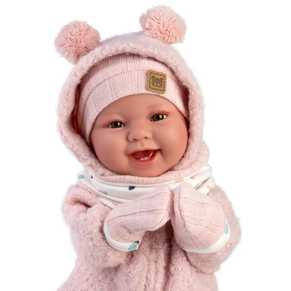 imagen de Llorens: Tala Sonrisas 44cm-bebé recién nacido con sonido en mono rosa 4