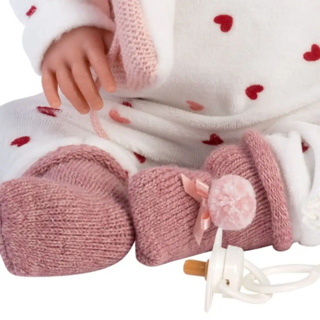 imagen de Llorens: Tina muñeca llorona de 44cm con chaleco rosa con capucha 3