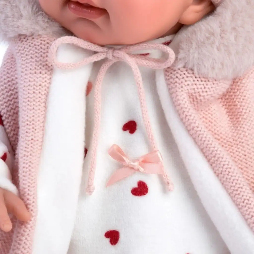 imagen de Llorens: Tina muñeca llorona de 44cm con chaleco rosa con capucha 4