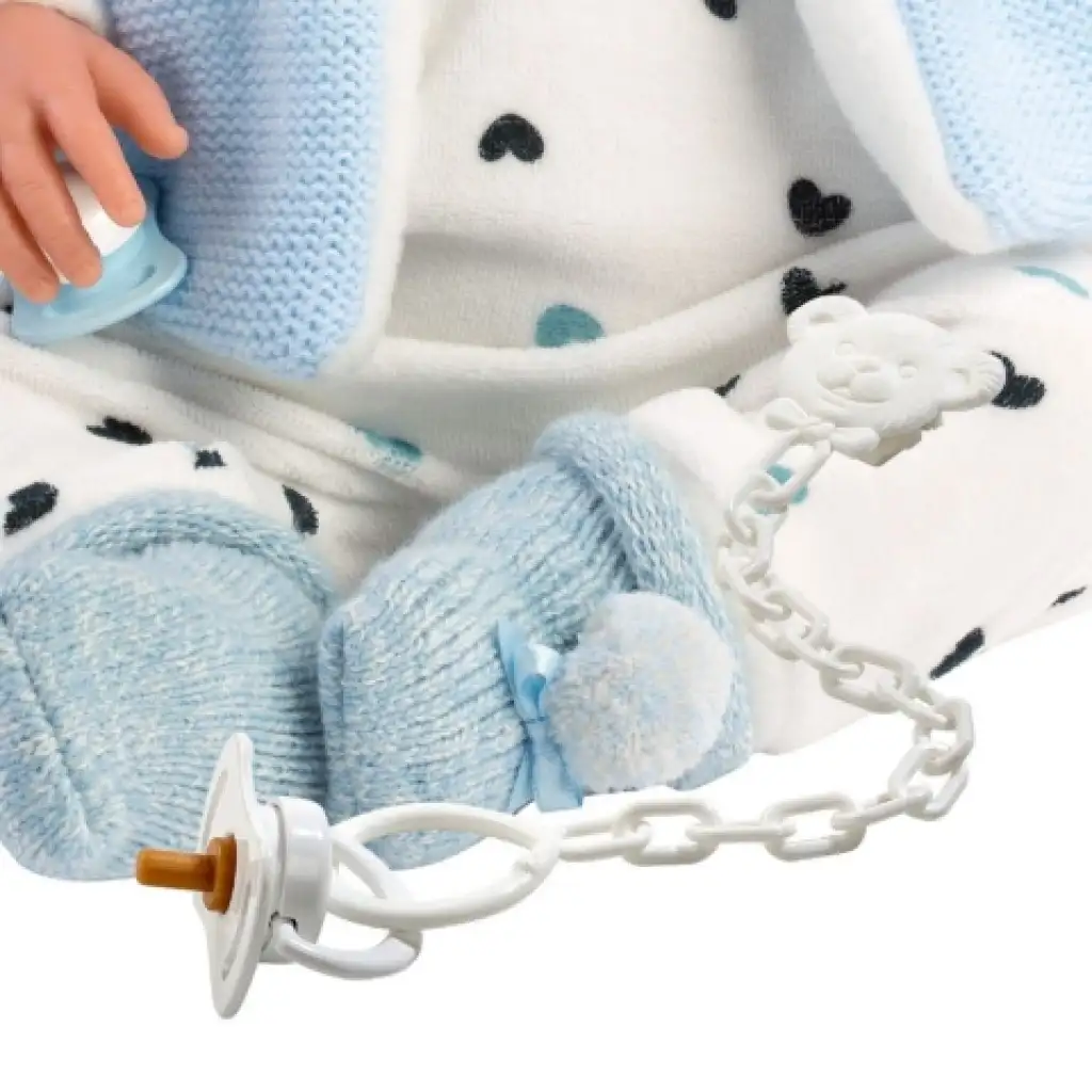 imagen de Llorens: Tino muñeco llorón de 44cm con chaleco azul con capucha 3