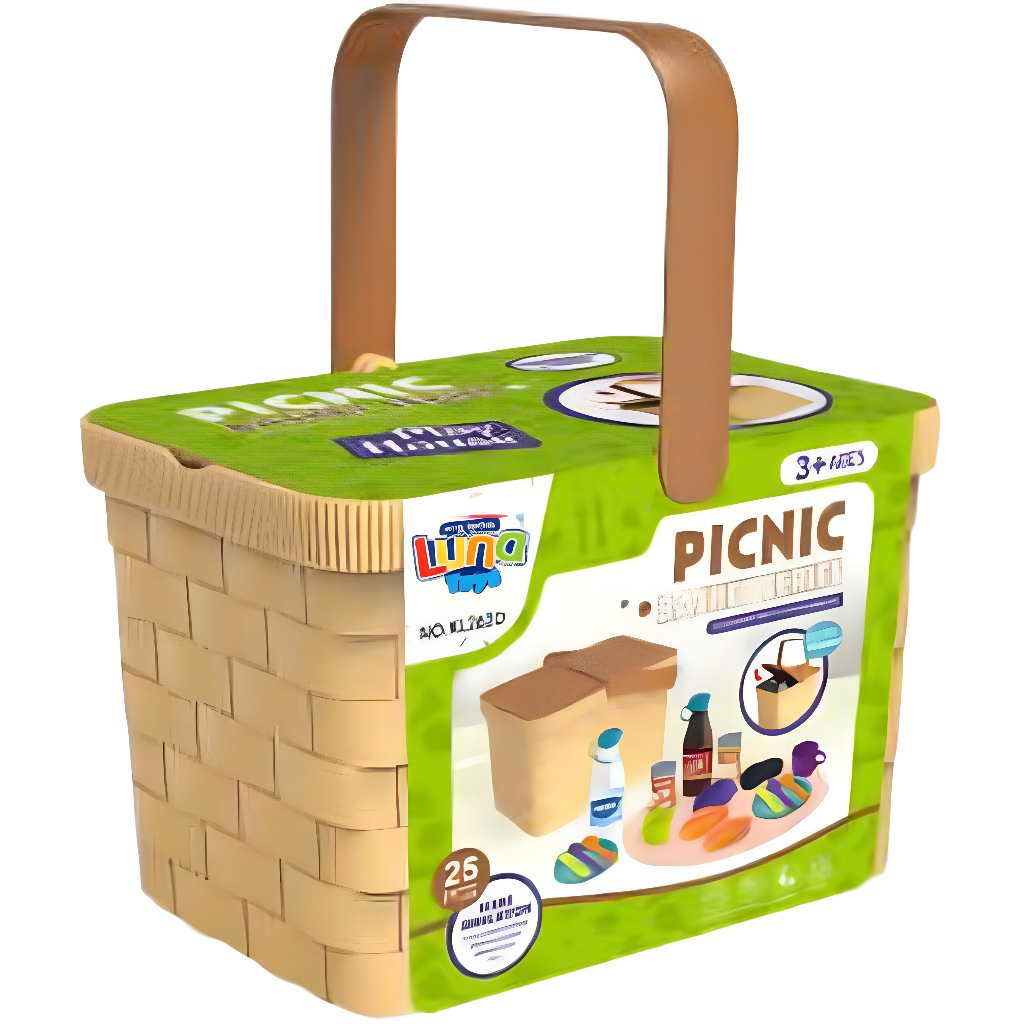 imagen de Luna: Conjunto de juego de picnic en cesta de 25 piezas 1