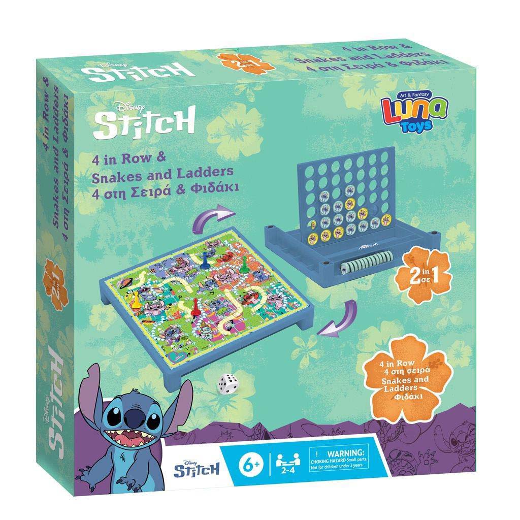 imagen de Luna: Disney Stitch 2 en 1 juego de mesa - Serpientes y escaleras y 4 en raya 1
