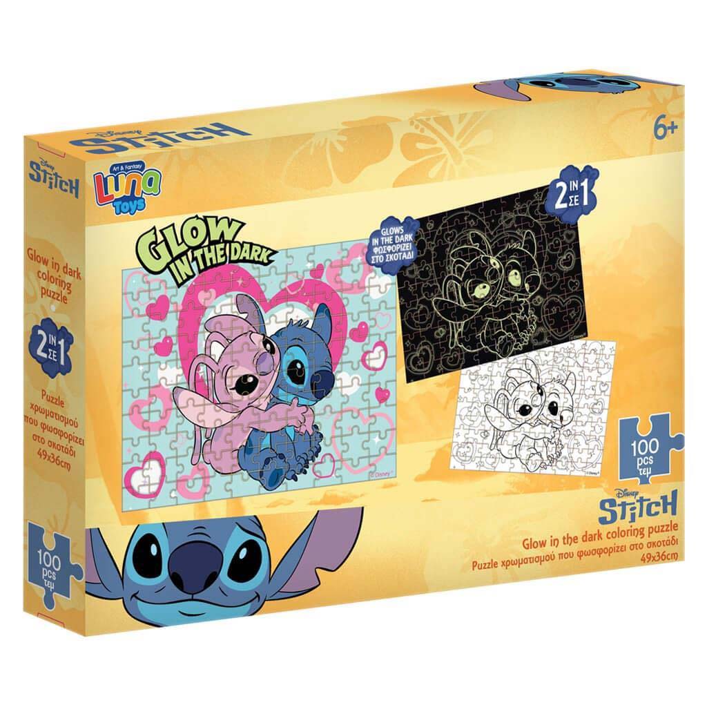 imagen de Luna: Disney Stitch rompecabezas de 100 piezas que brilla en la oscuridad 1