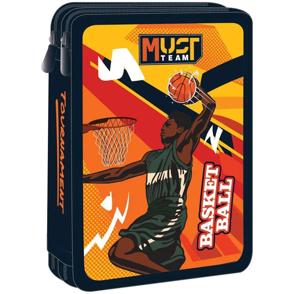 imagen de Luna: Estuche de lápices de 2 niveles con diseño de Must Team Baloncesto 1