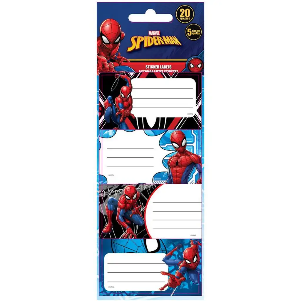 imagen de Luna: Etiquetas de cuaderno de Spiderman paquete de 20 unidades 1