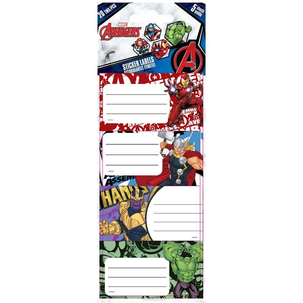 imagen de Luna: Etiquetas de cuaderno de Vengadores set de 20 unidades 1