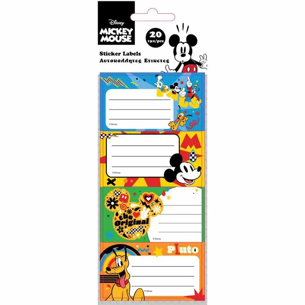 imagen de Luna: Etiquetas para cuadernos de Mickey Mouse paquete de 20 unidades 1