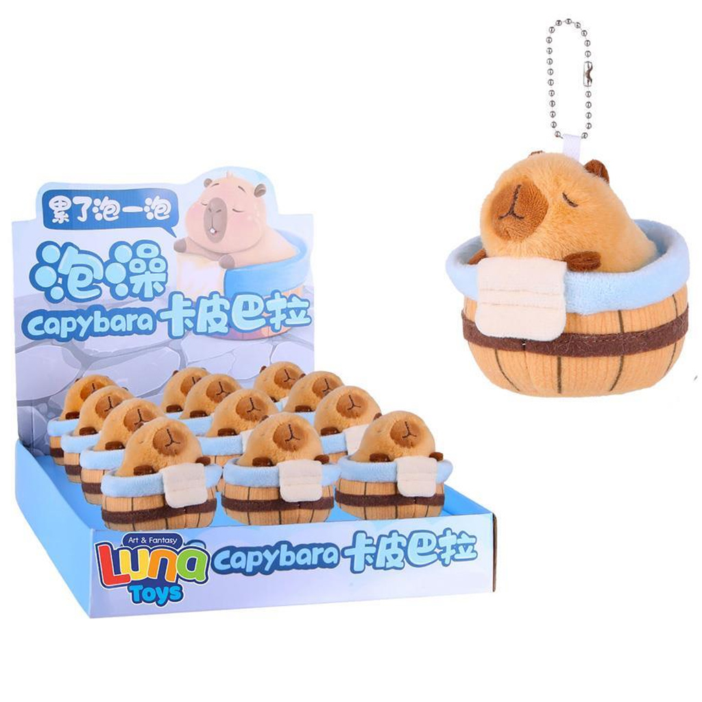 imagen de Luna: Figura de llavero de capibara en barril de peluche 1ud 1
