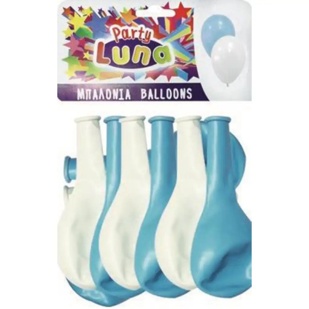 imagen de Luna: Globos de Fiesta blancos y azules 24ud 1