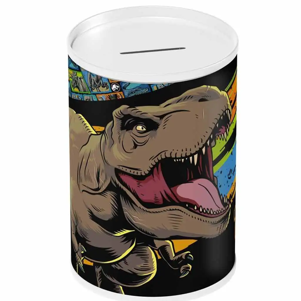 imagen de Luna: hucha de metal en forma de cilindro de Jurassic World 10x15cm 1