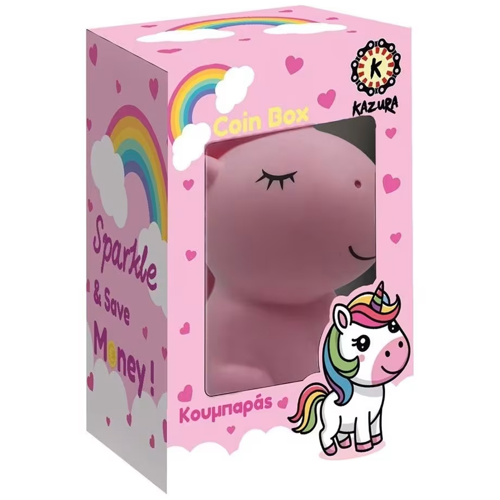 imagen de Luna: Hucha en forma de unicornio rosa claro 16x12x20cm 1