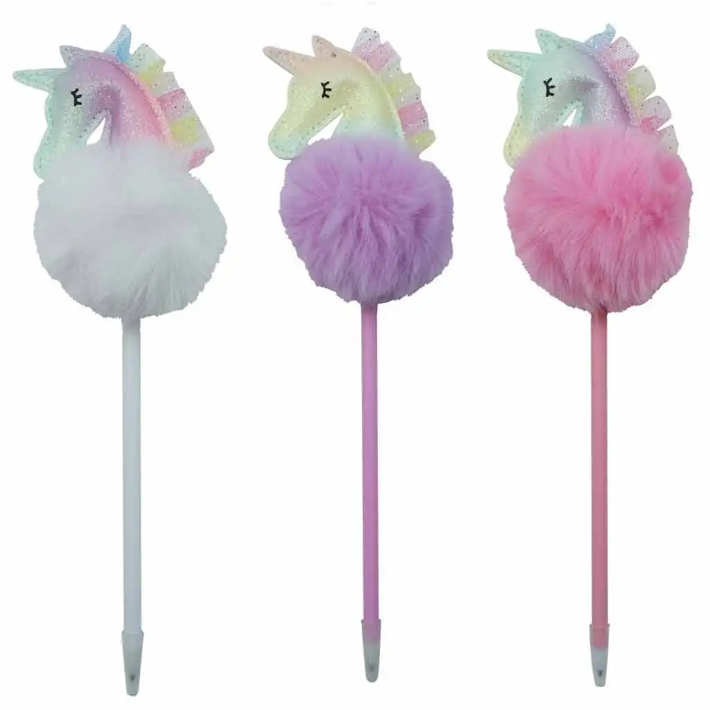 imagen de Luna: Lápiz con cabeza de unicornio pompom en varios colores 1ud 2